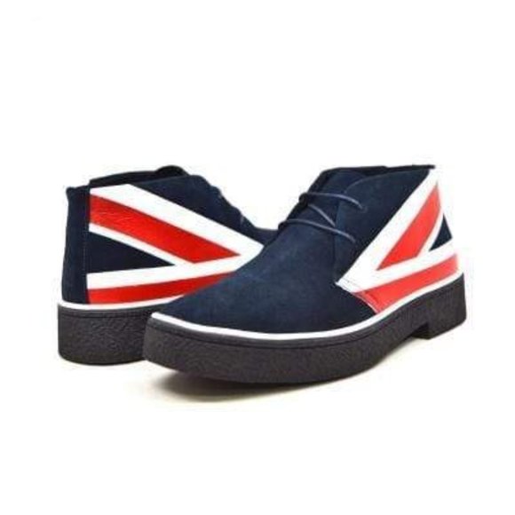 British Walkers Playboy Union Jack Men's Red White and Blue Suede